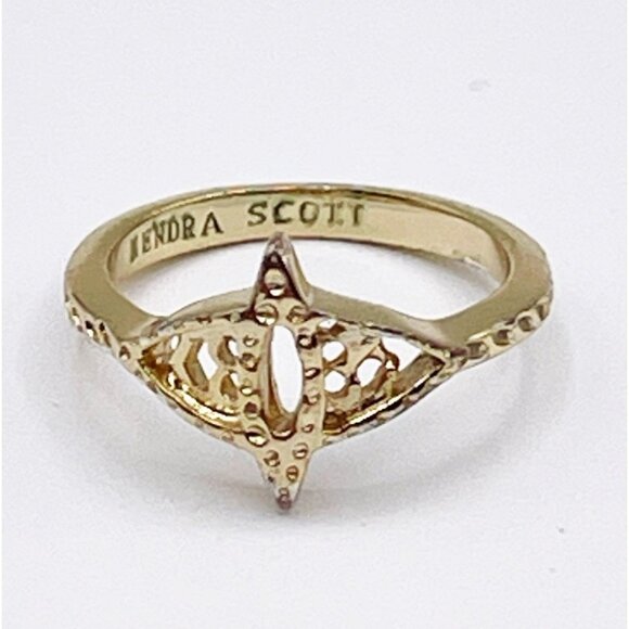 Kendra Scott Caleb Evil Eye Small Dainty Band Ring In Gold Tone Size 4.25 - Picture 1 of 5